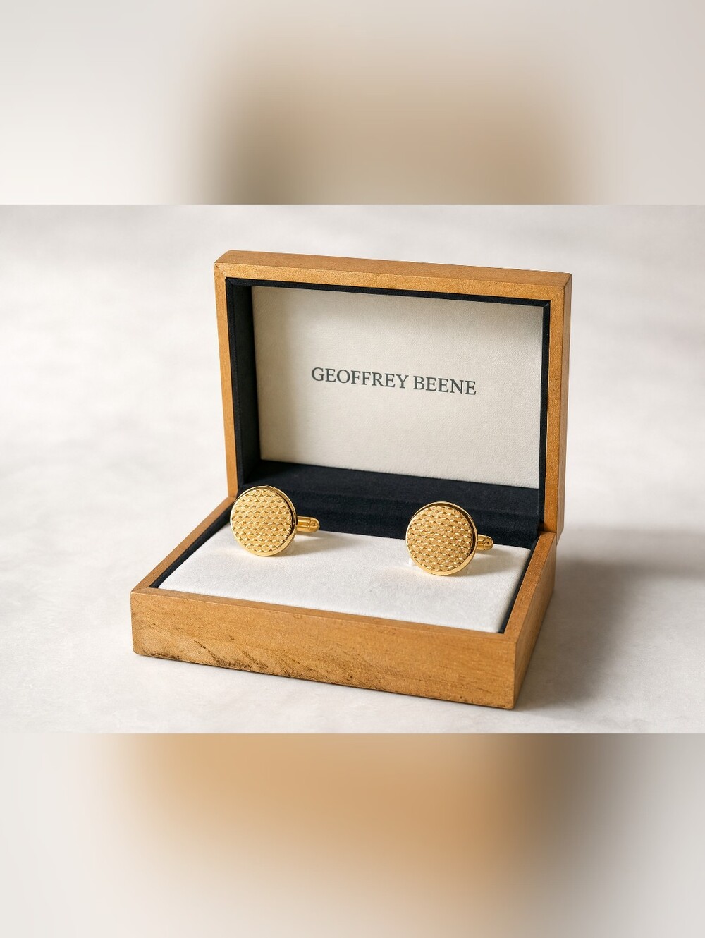 Geoffrey Beene Textured Oval Gold-Tone Cufflinks
